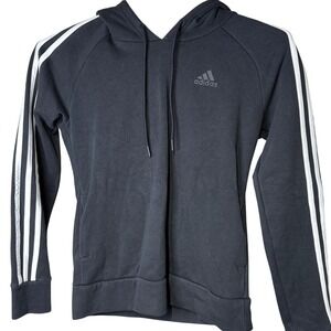 Adidas‎ Black 3-Stripe Hoodie - Size Small